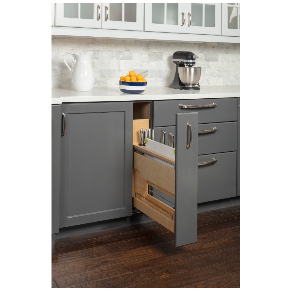 "No Wiggle" Magnetic Knife Organizer Soft-close Pullout
