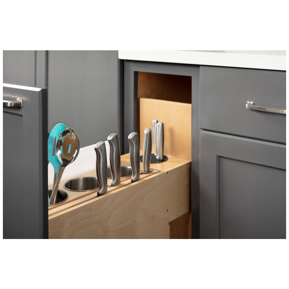 "No Wiggle" Magnetic Knife Organizer Soft-close Pullout