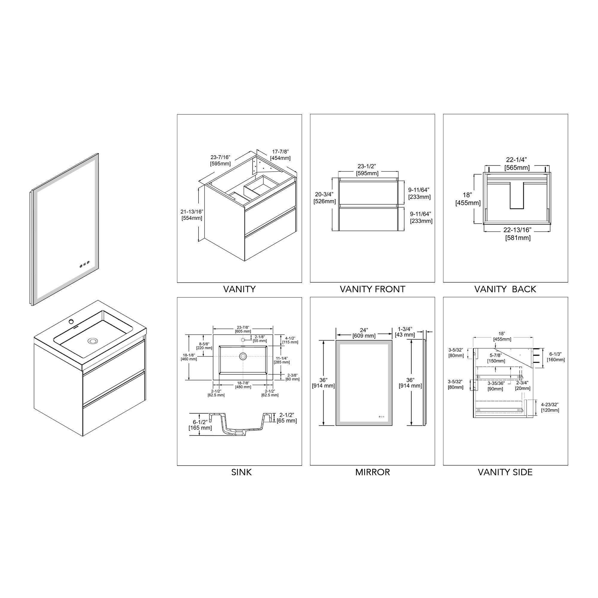 Berlin 24 Inch Vanity – Glossy White & Glossy Grey - ezkitchenbath