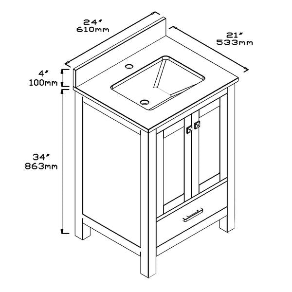 1901 Series 24'' Bathroom Vanity Cabinet Set