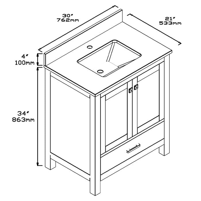 1901 Series 30" Bathroom Vanity Cabinet Set