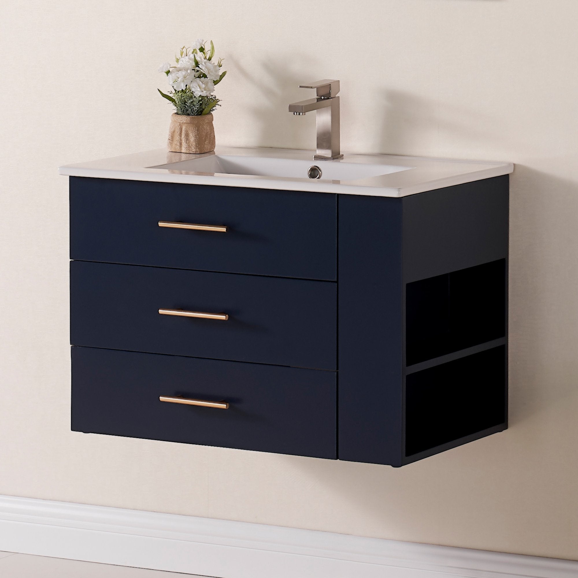 1906 Series 30in Floating Bathroom Vanity Cabinet Set (Right Shelf)