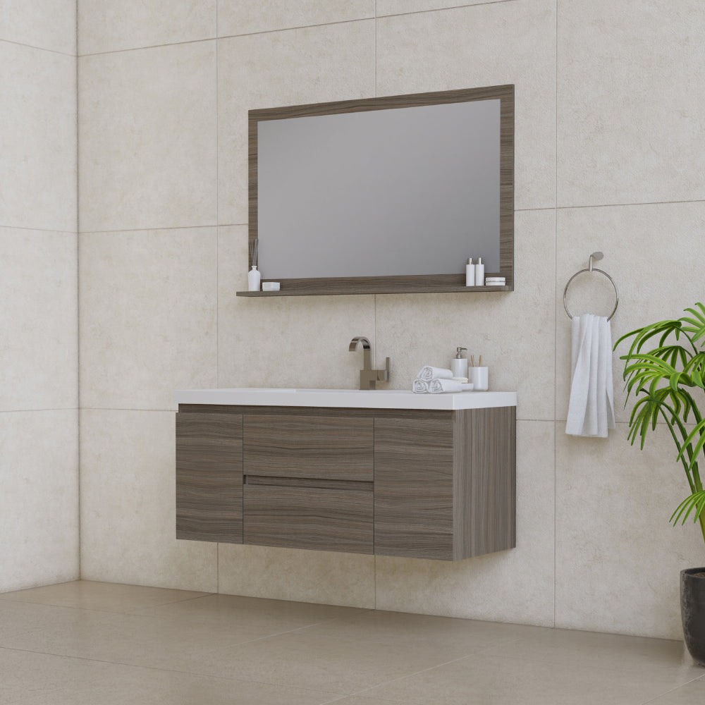 Paterno 48 inch Modern Wall Mounted Bathroom Vanity, Rosewood
