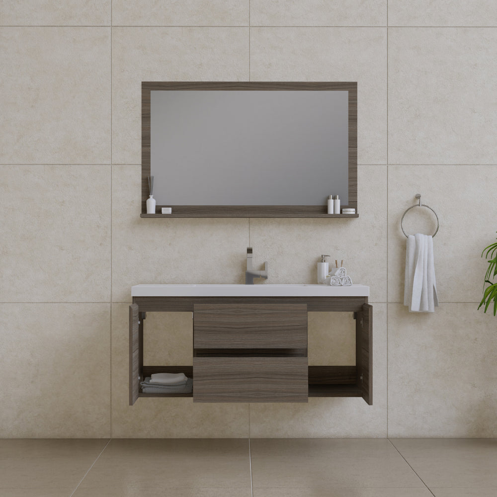 Paterno 48 inch Modern Wall Mounted Bathroom Vanity, Rosewood