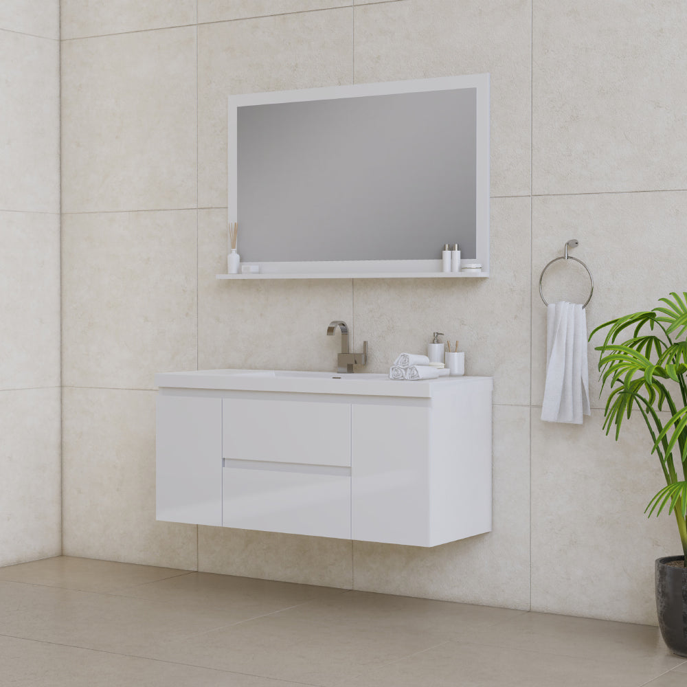 Paterno 48 inch Modern Wall Mounted Bathroom Vanity, Rosewood