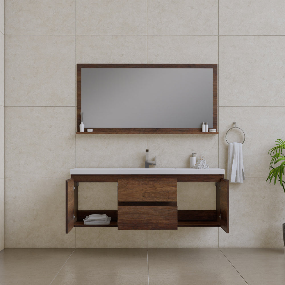 Paterno 60 inch Single Modern Wall Mounted Bathroom Vanit