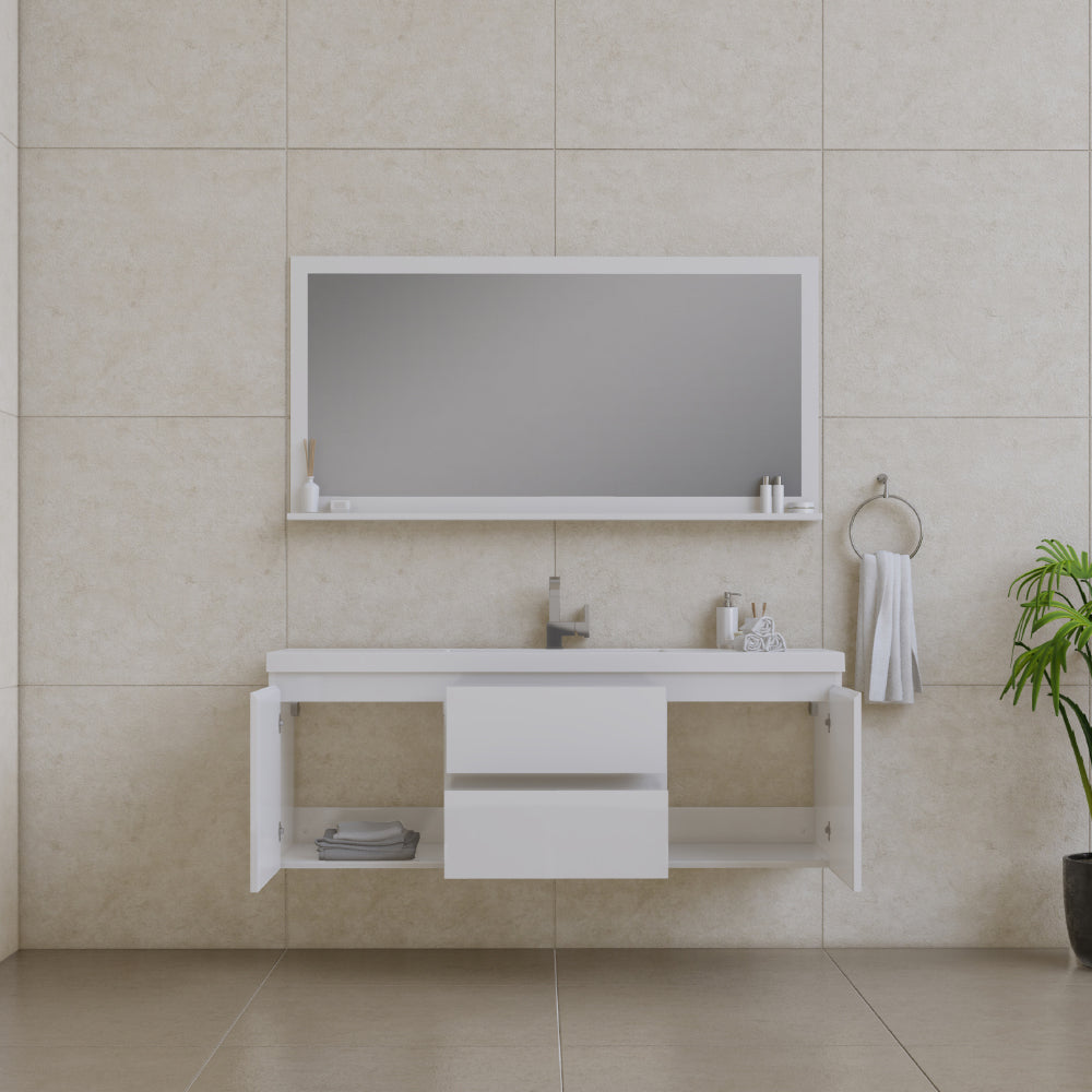Paterno 60 inch Single Modern Wall Mounted Bathroom Vanit
