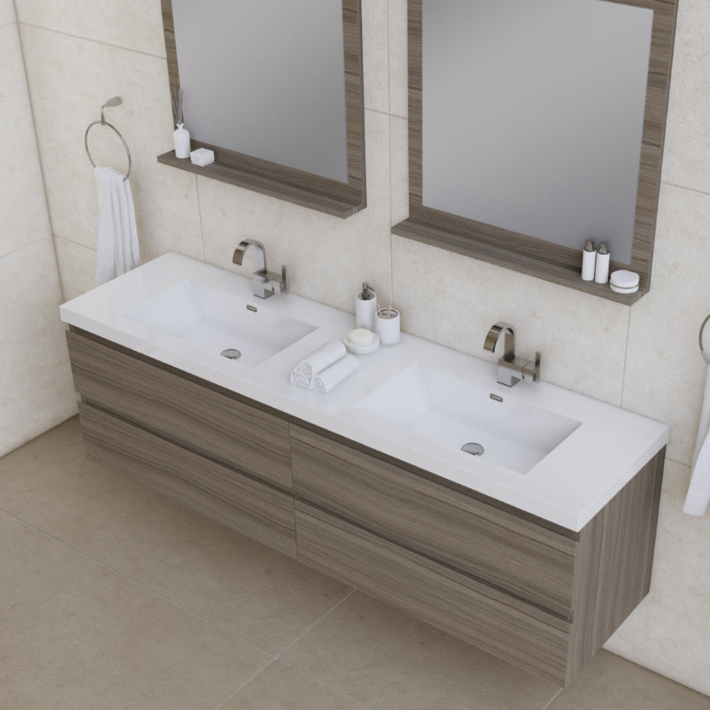 Paterno 72 inch Modern Wall Mounted Bathroom Vanity
