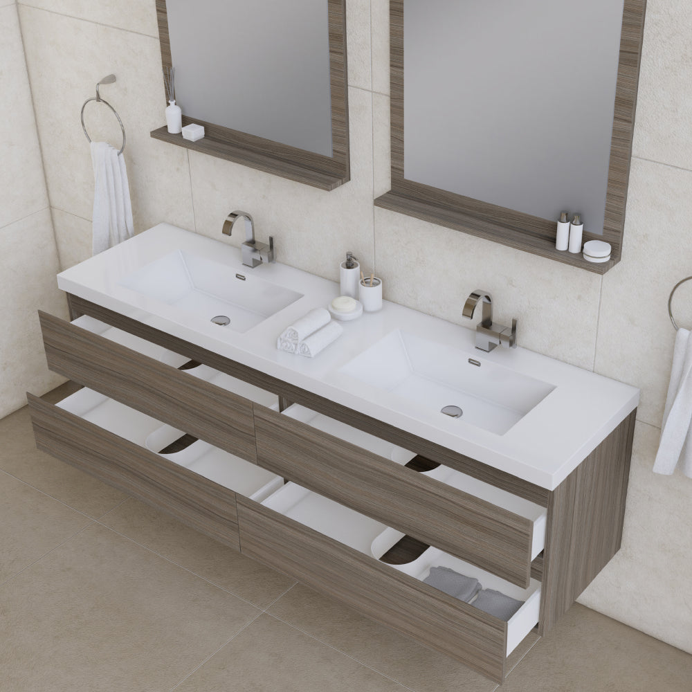 Paterno 72 inch Modern Wall Mounted Bathroom Vanity