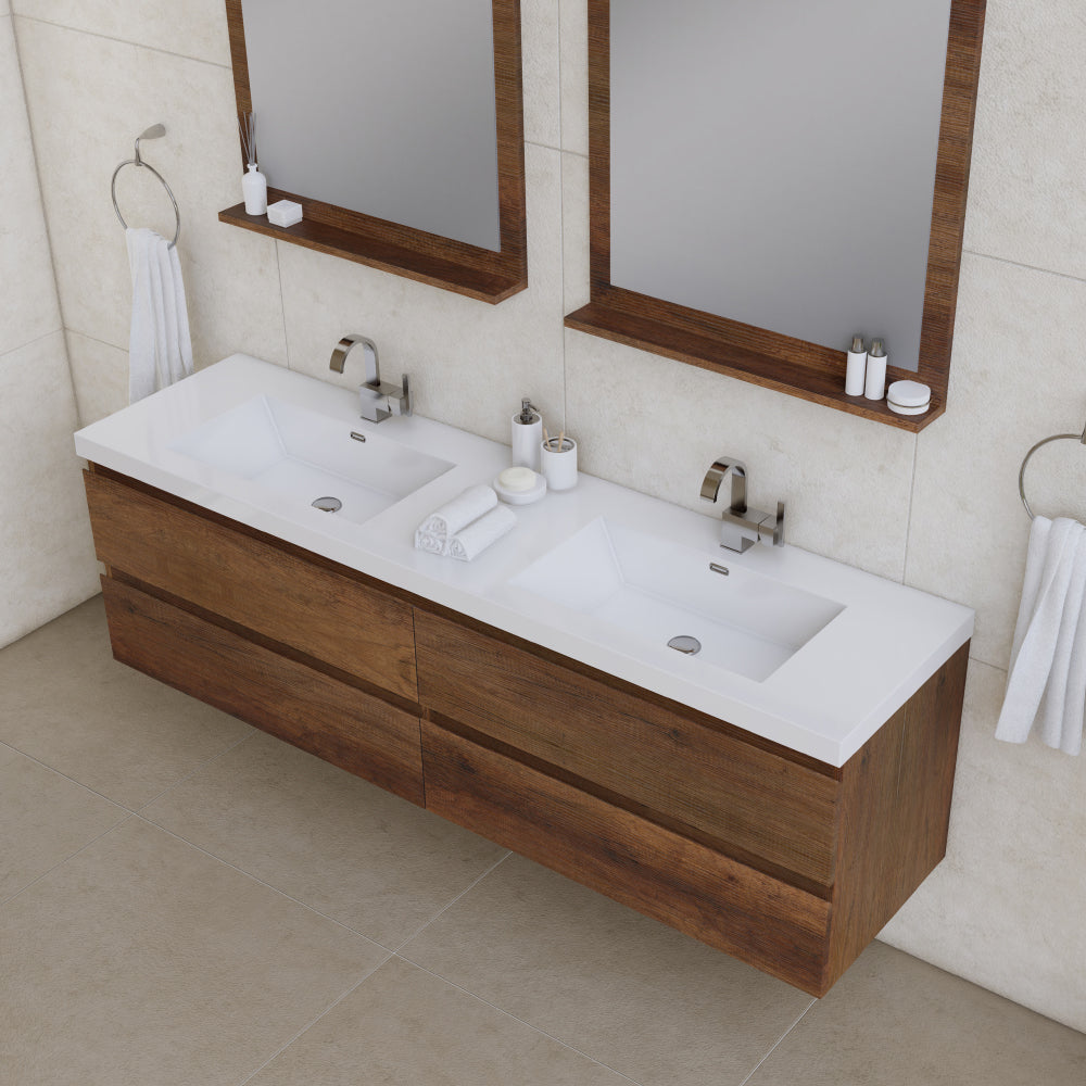 Paterno 72 inch Modern Wall Mounted Bathroom Vanity