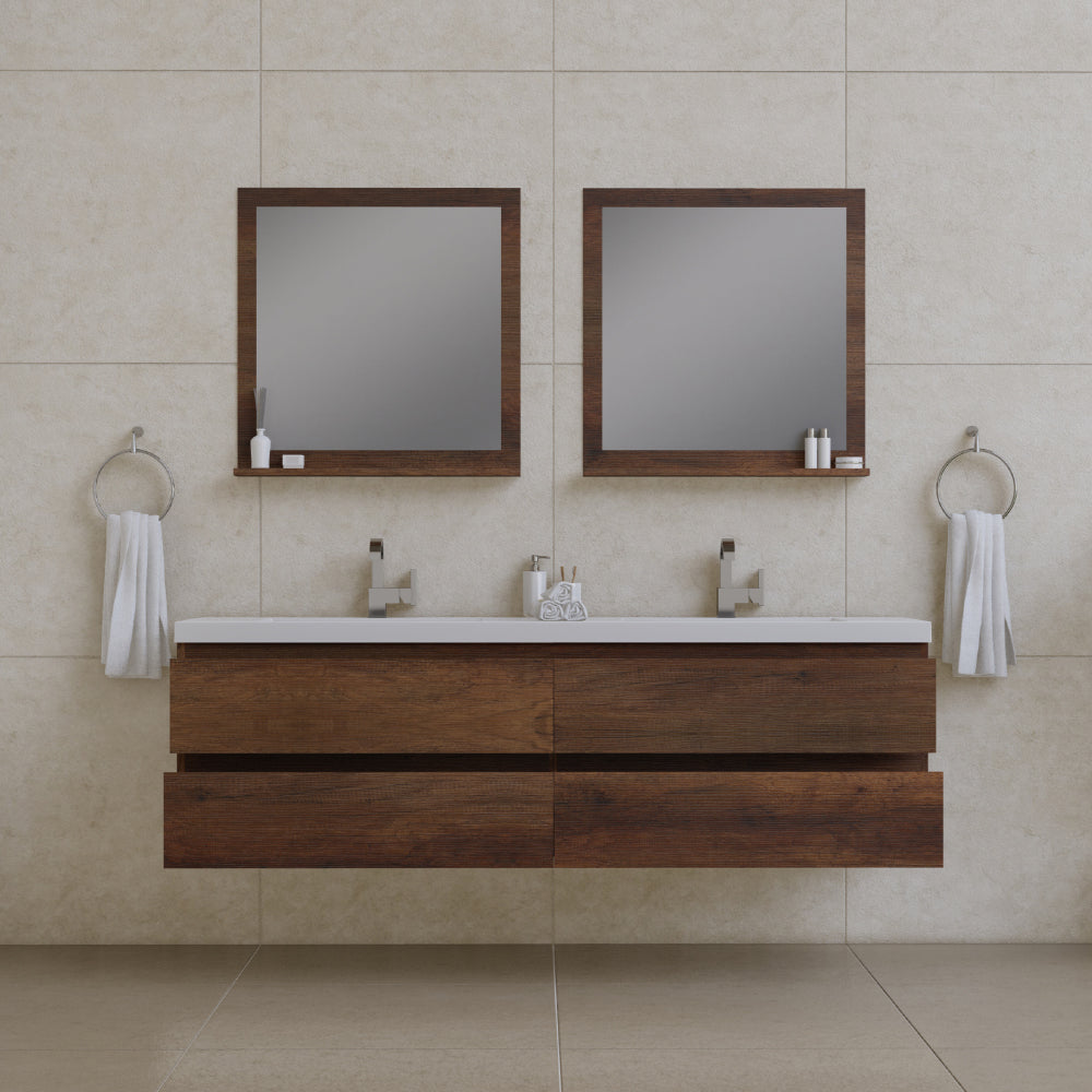 Paterno 72 inch Modern Wall Mounted Bathroom Vanity