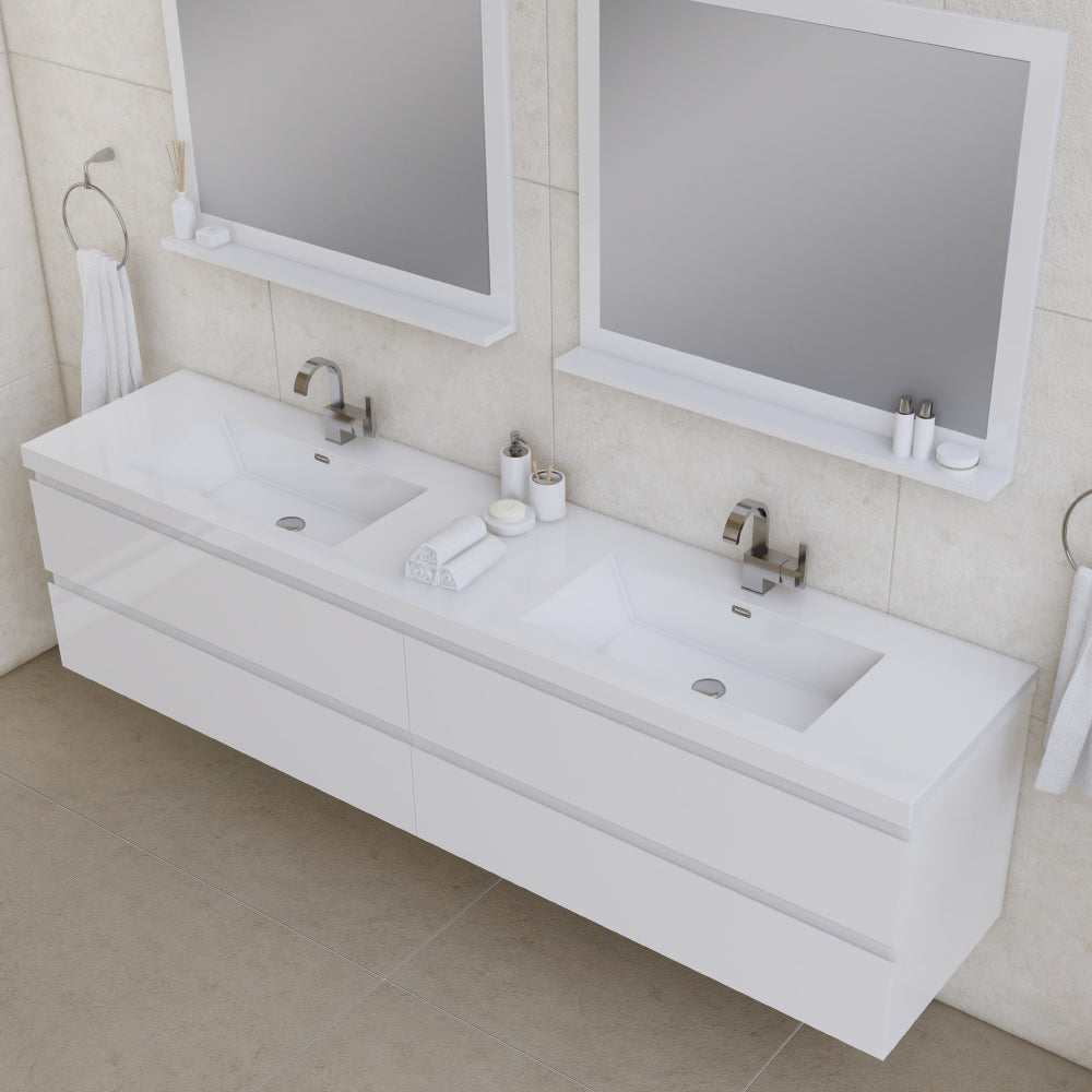 Paterno 84 inch Modern Wall Mounted Bathroom Vanity, Vanity Only, No Top