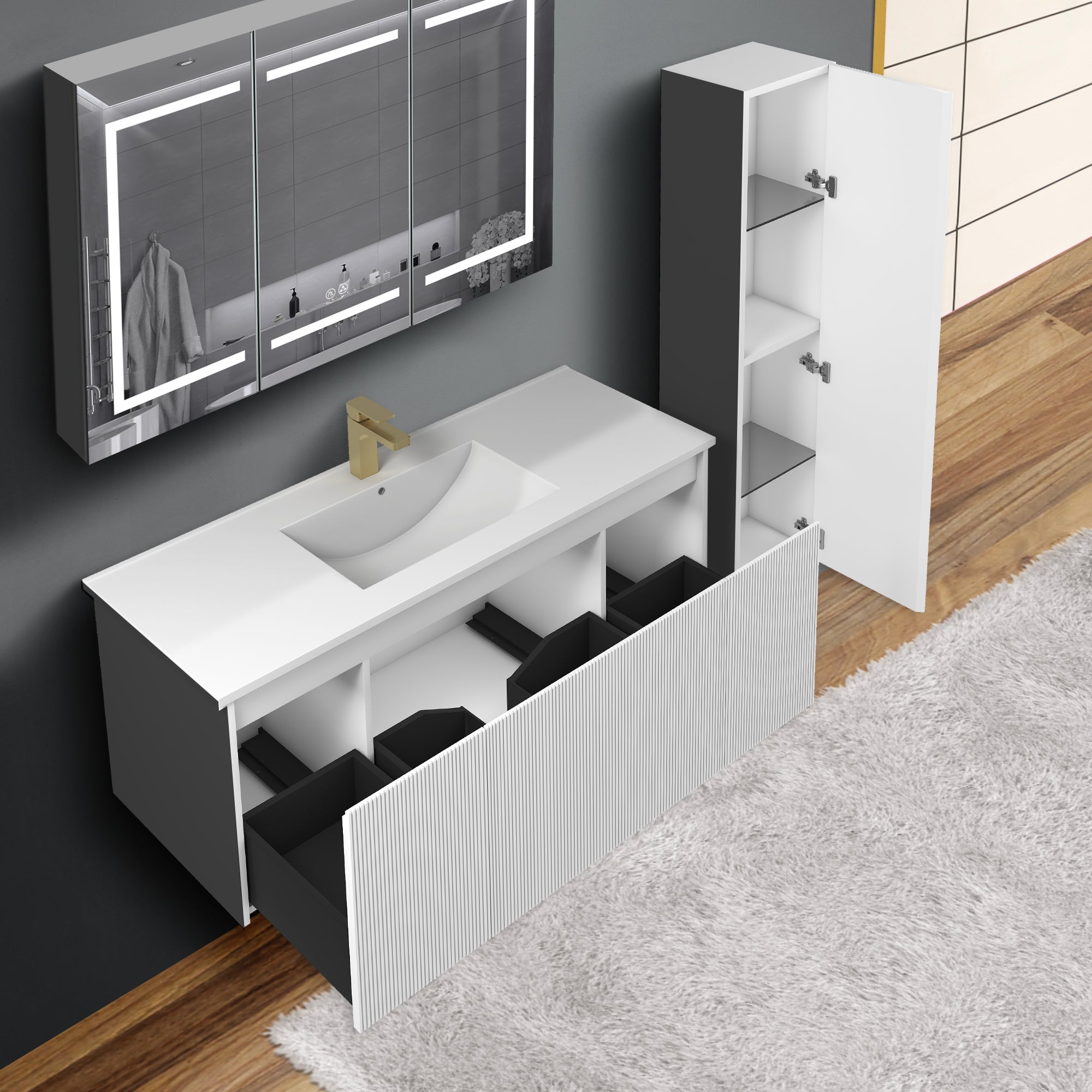 Positano 48'' Single Vanity ✔️Base Cabinet Only