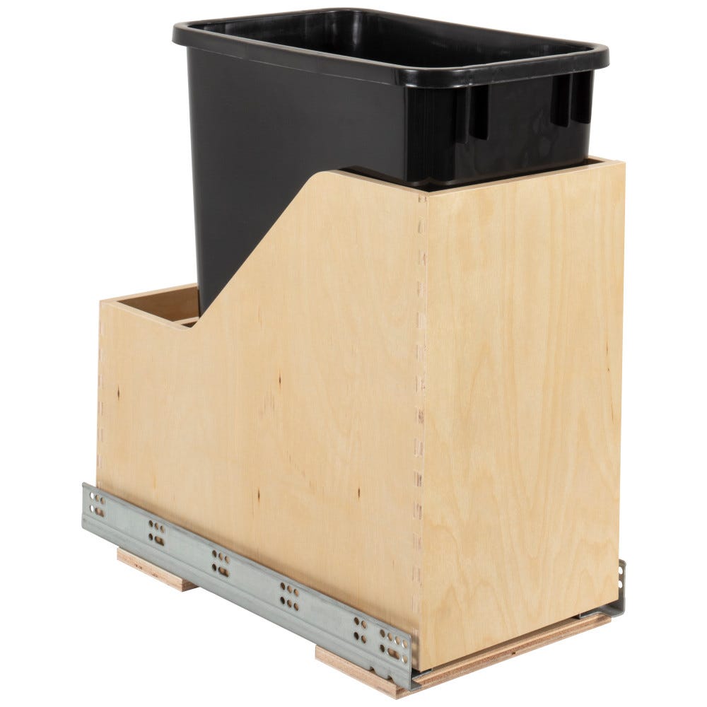 Wood Bottom-Mount Soft-close Trashcan Rollout for Hinged Doors