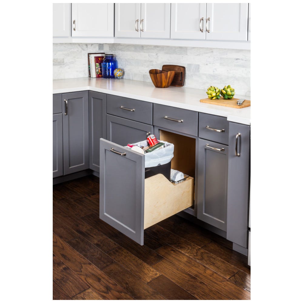 Wood Bottom-Mount Soft-close Trashcan Pullout for Door-Mounting