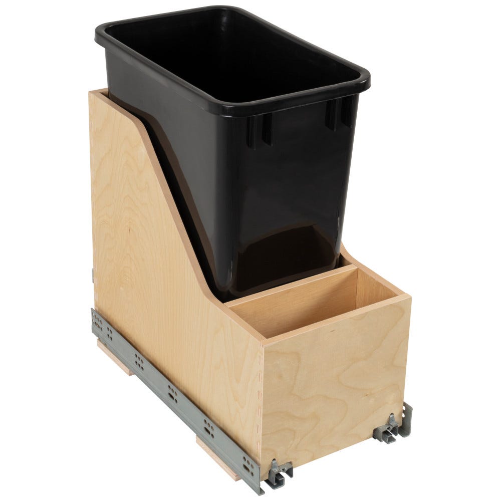 Wood Bottom-Mount Soft-close Trashcan Pullout for Door-Mounting