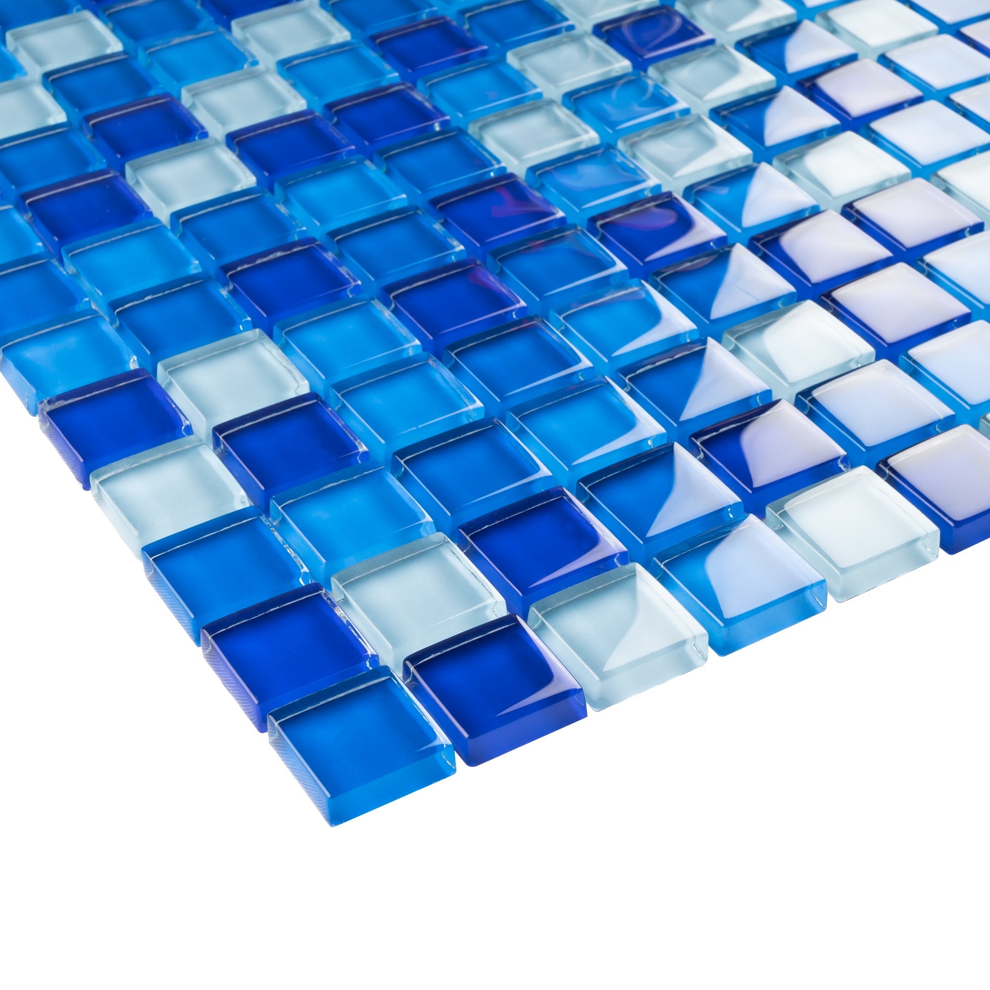 Diving Blue 1''x 1'' Square Glass Mosaic Tile