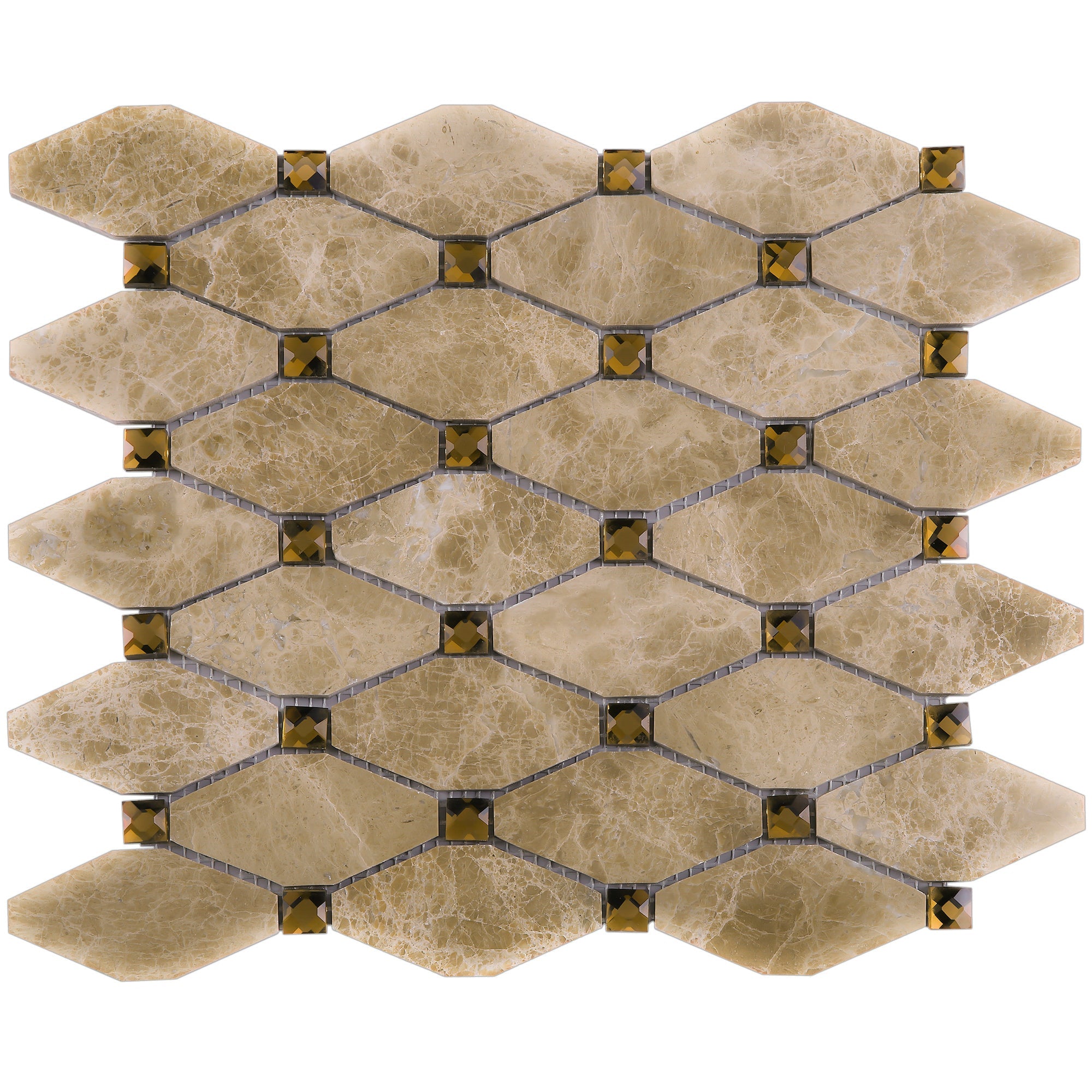 Emperador Light Brown Clipped Diamond Marble Mosaic Tile