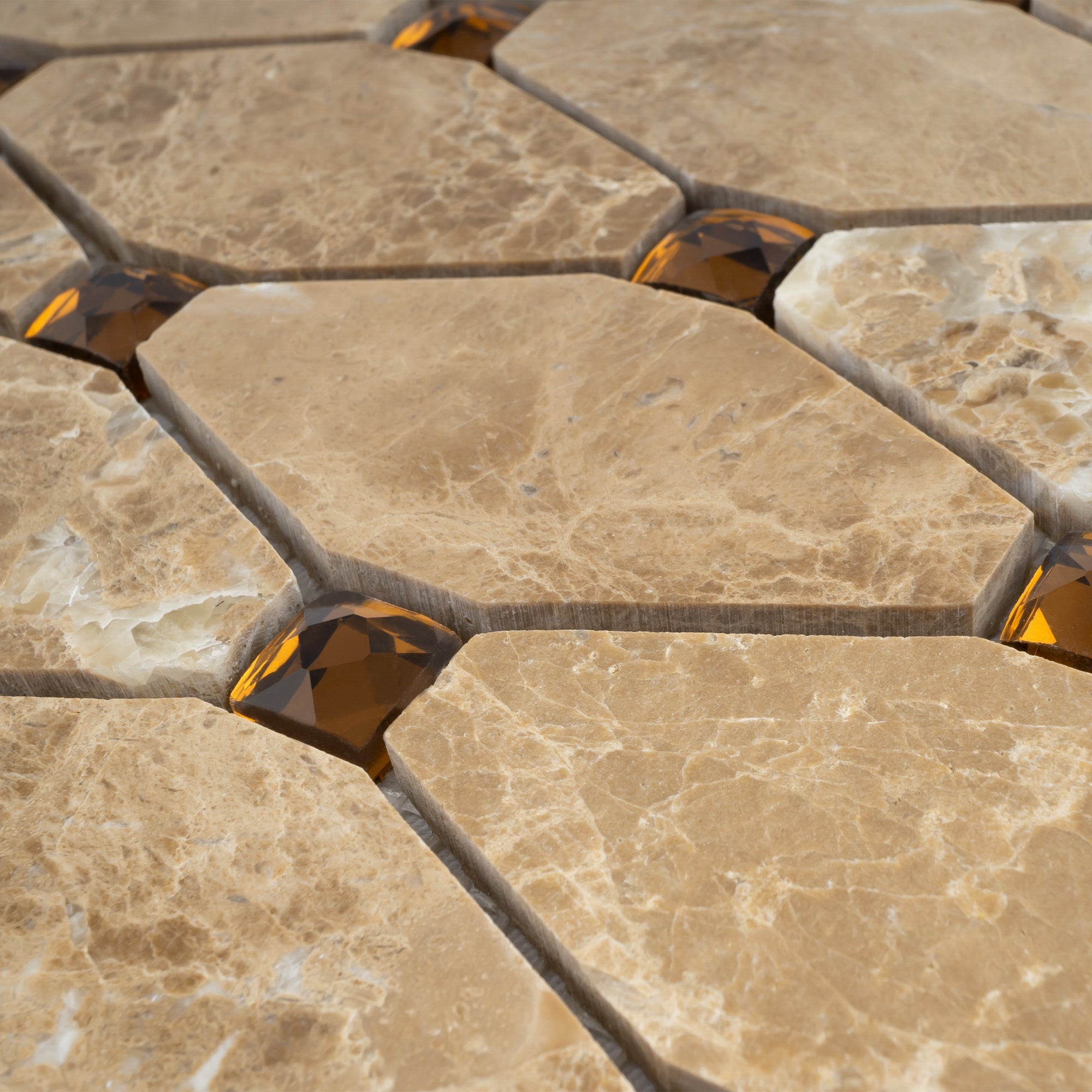 Emperador Light Brown Clipped Diamond Marble Mosaic Tile