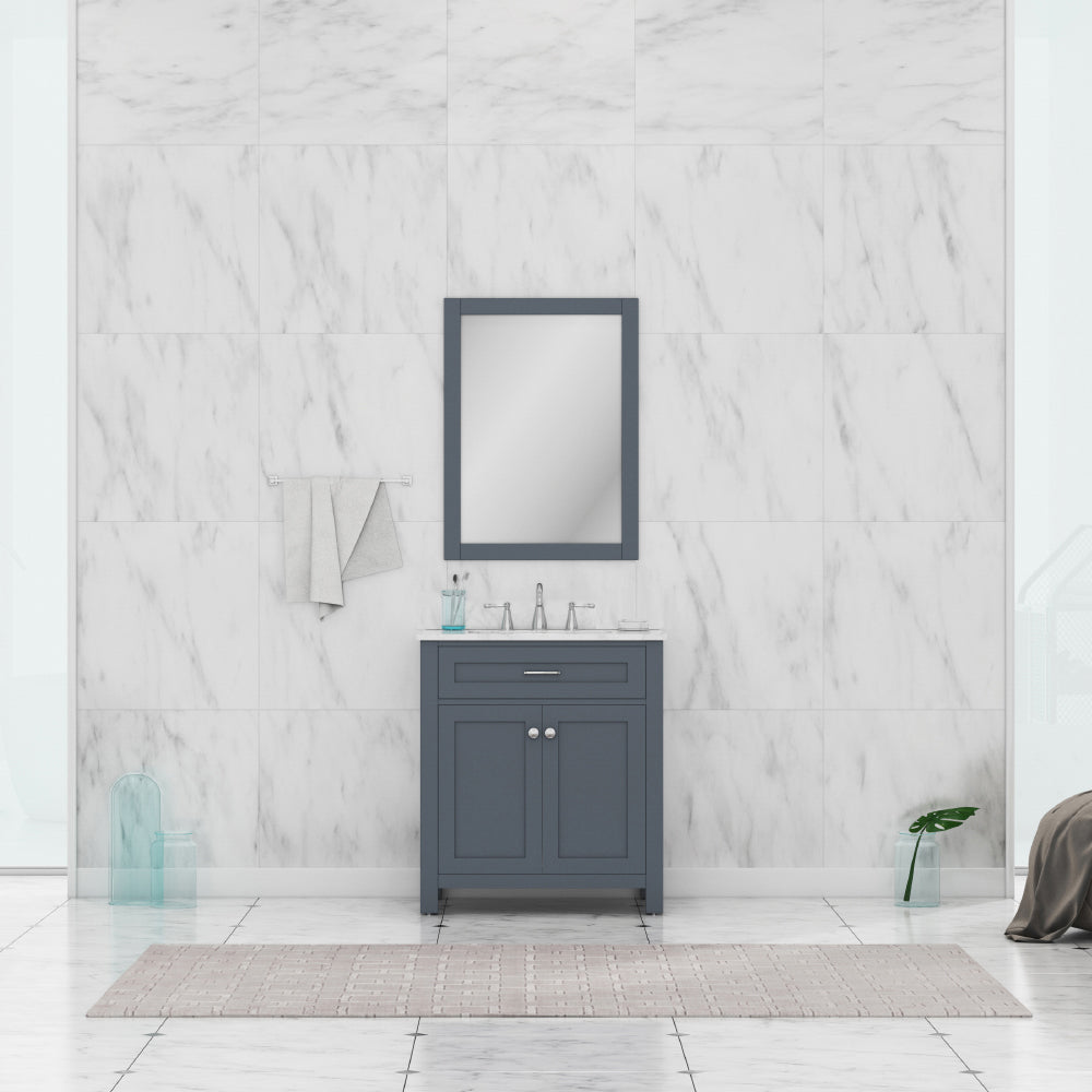 Norwalk 30 inch Vanity with Carrara Marble Top