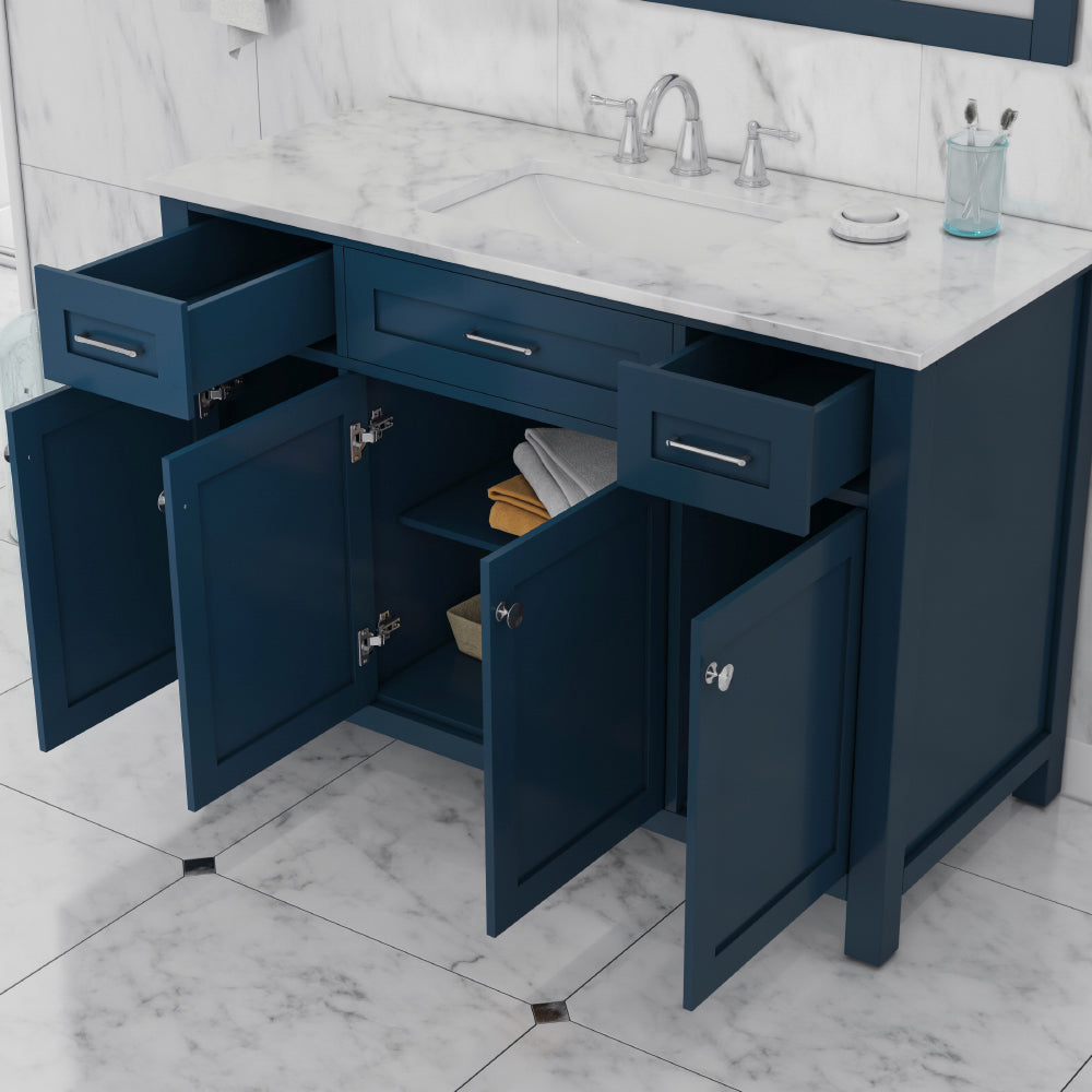 Norwalk 48 inch Vanity White with Carrara Marble Top