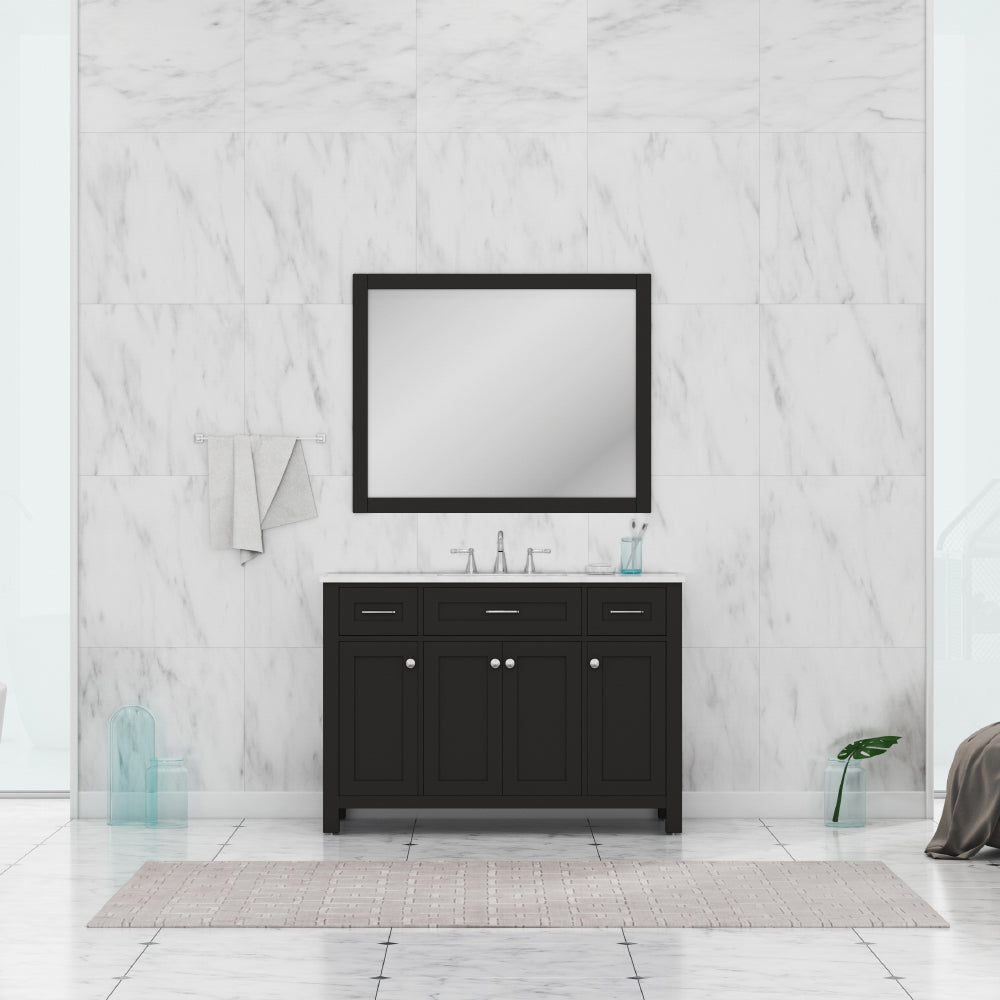 Norwalk 48 inch Vanity White with Carrara Marble Top