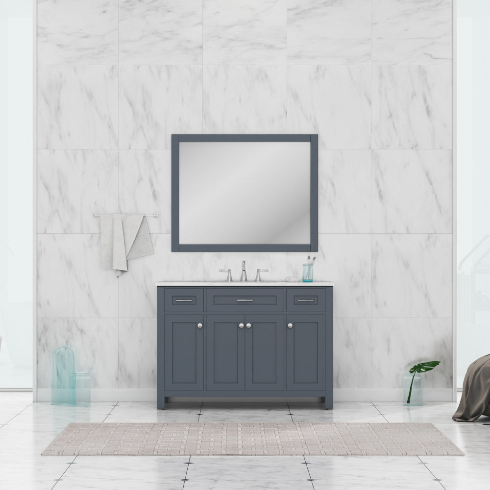 Norwalk 48 inch Vanity White with Carrara Marble Top