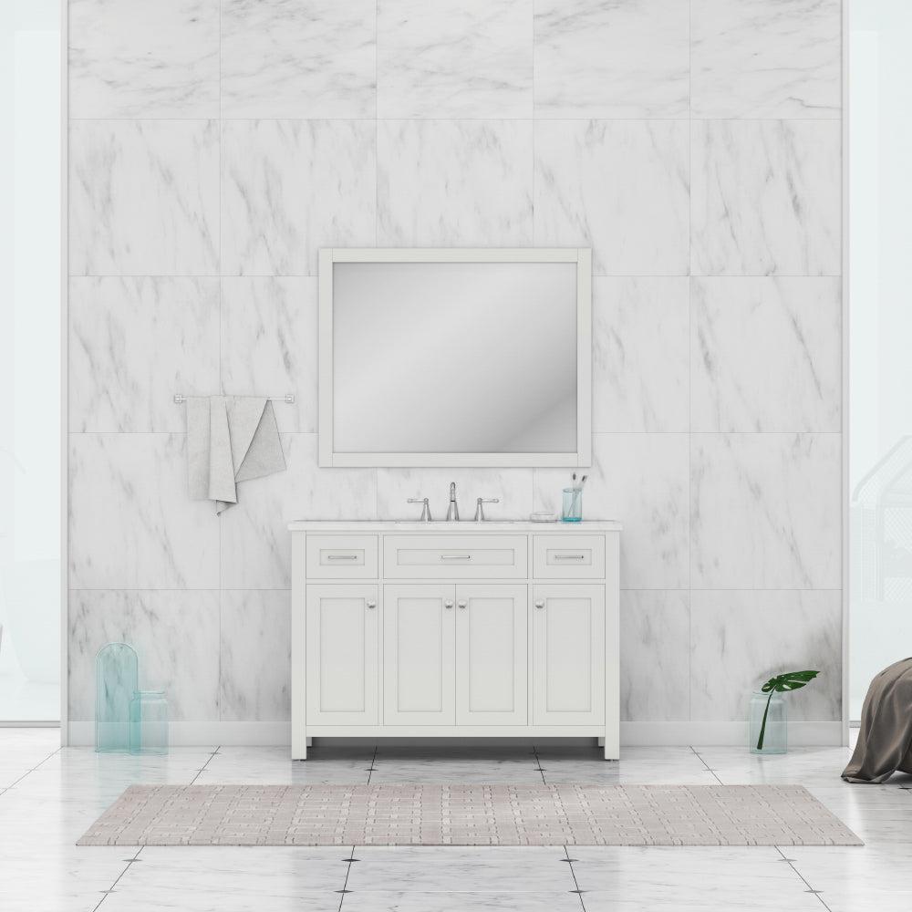 Norwalk 48 inch Vanity White with Carrara Marble Top