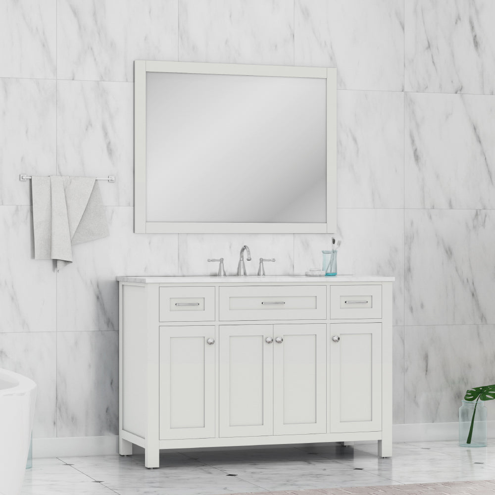 Norwalk 48 inch Vanity White with Carrara Marble Top