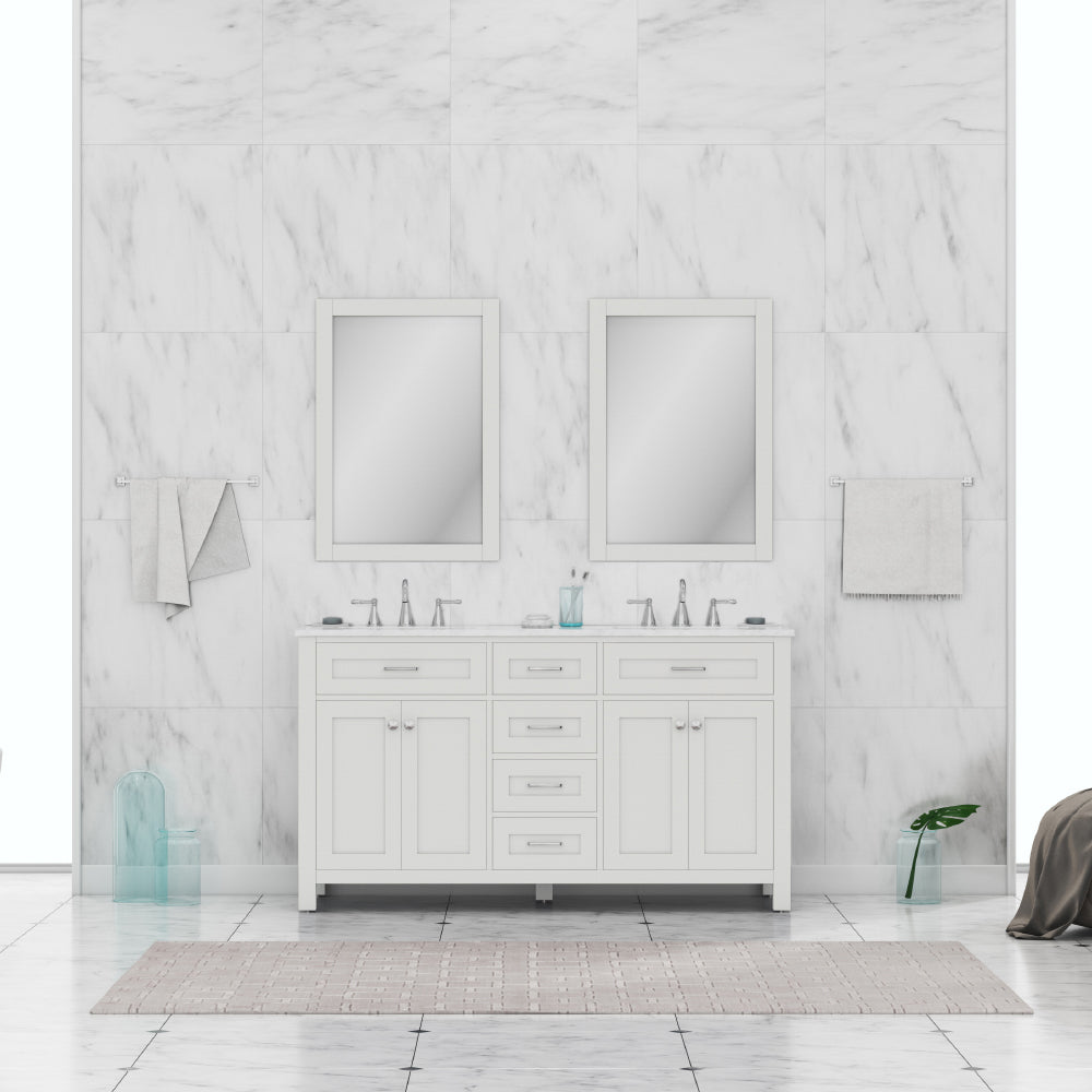 Norwalk 60 inch Double Vanity with Carrara Marble Top