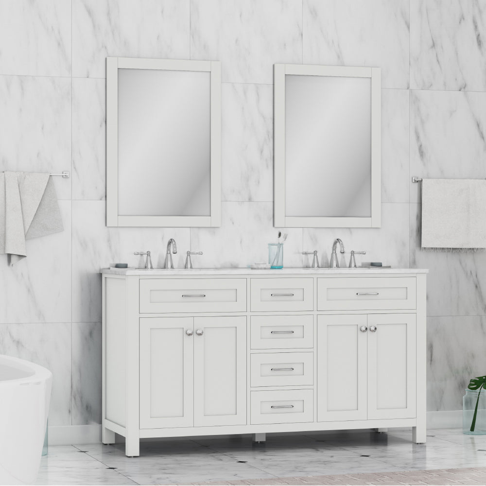 Norwalk 60 inch Double Vanity with Carrara Marble Top