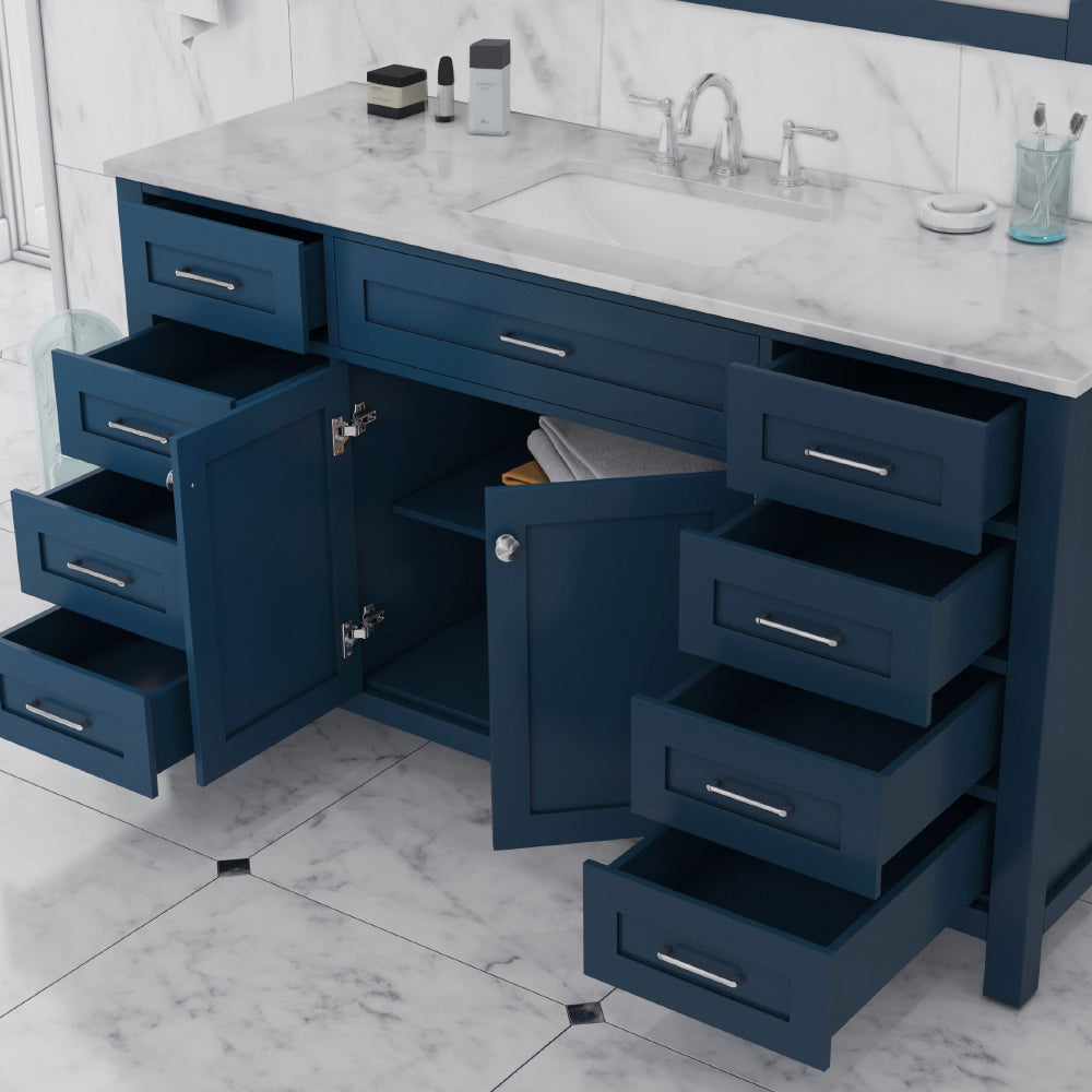 Norwalk 60 inch Single Vanity White with Carrara Marble Top