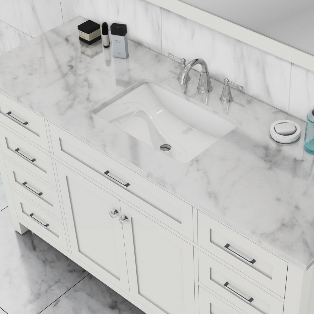 Norwalk 60 inch Single Vanity White with Carrara Marble Top