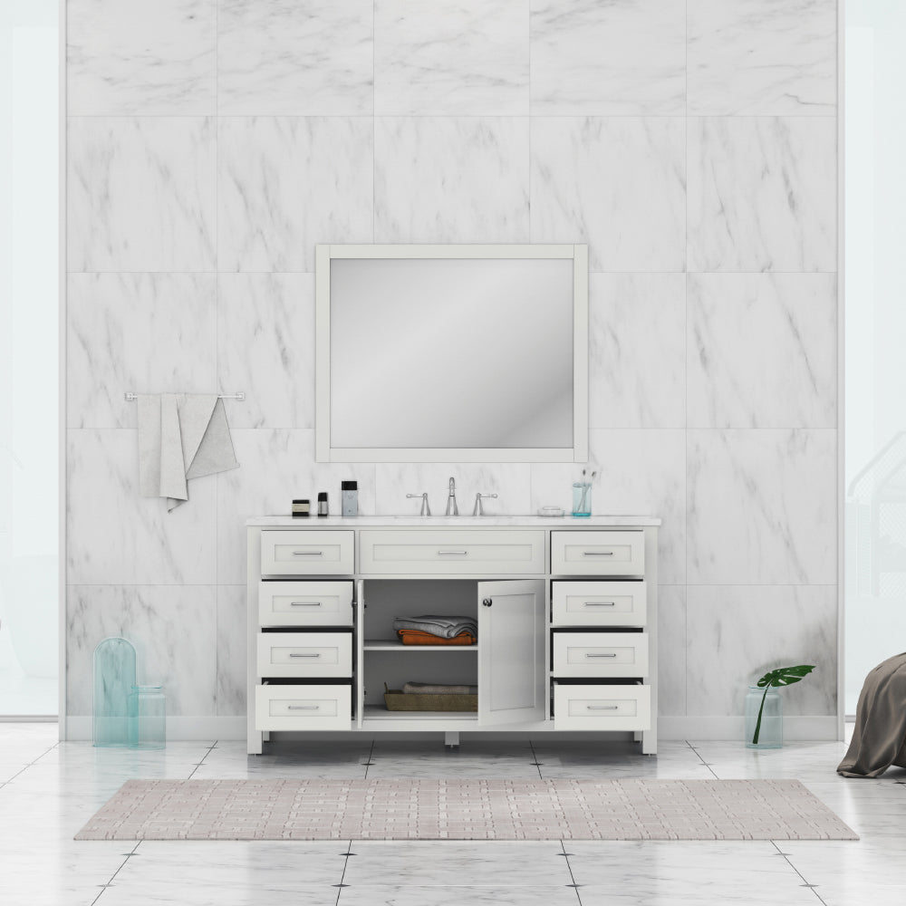 Norwalk 60 inch Single Vanity White with Carrara Marble Top