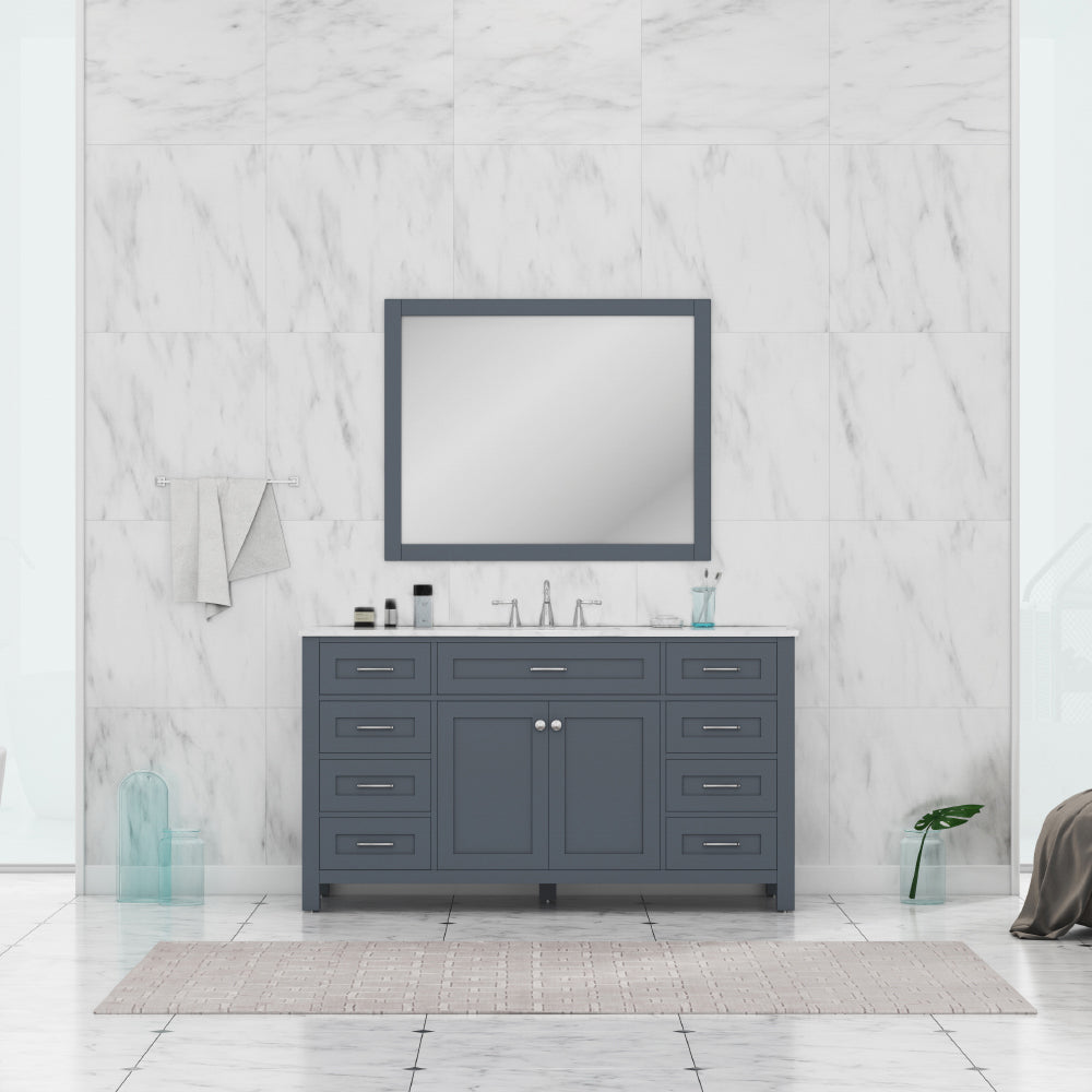 Norwalk 60 inch Single Vanity White with Carrara Marble Top