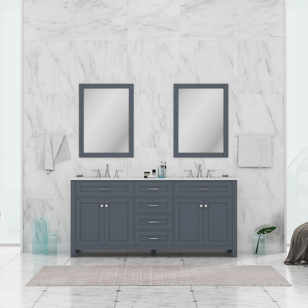 Norwalk 72 inch Double Vanity with Carrara Marble Top
