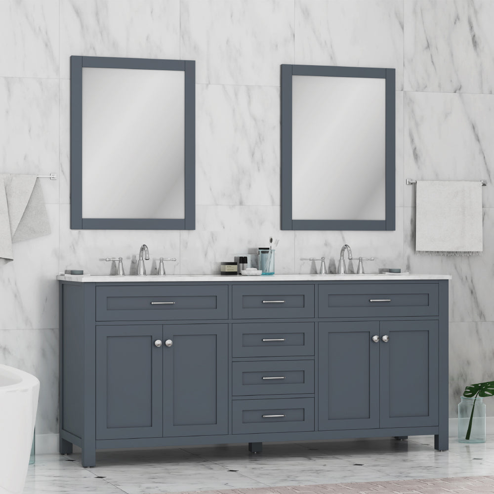 Norwalk 72 inch Double Vanity with Carrara Marble Top