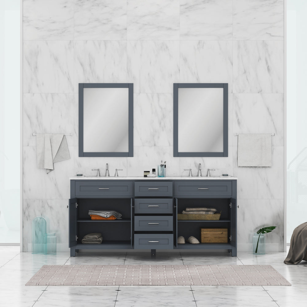 Norwalk 72 inch Double Vanity with Carrara Marble Top