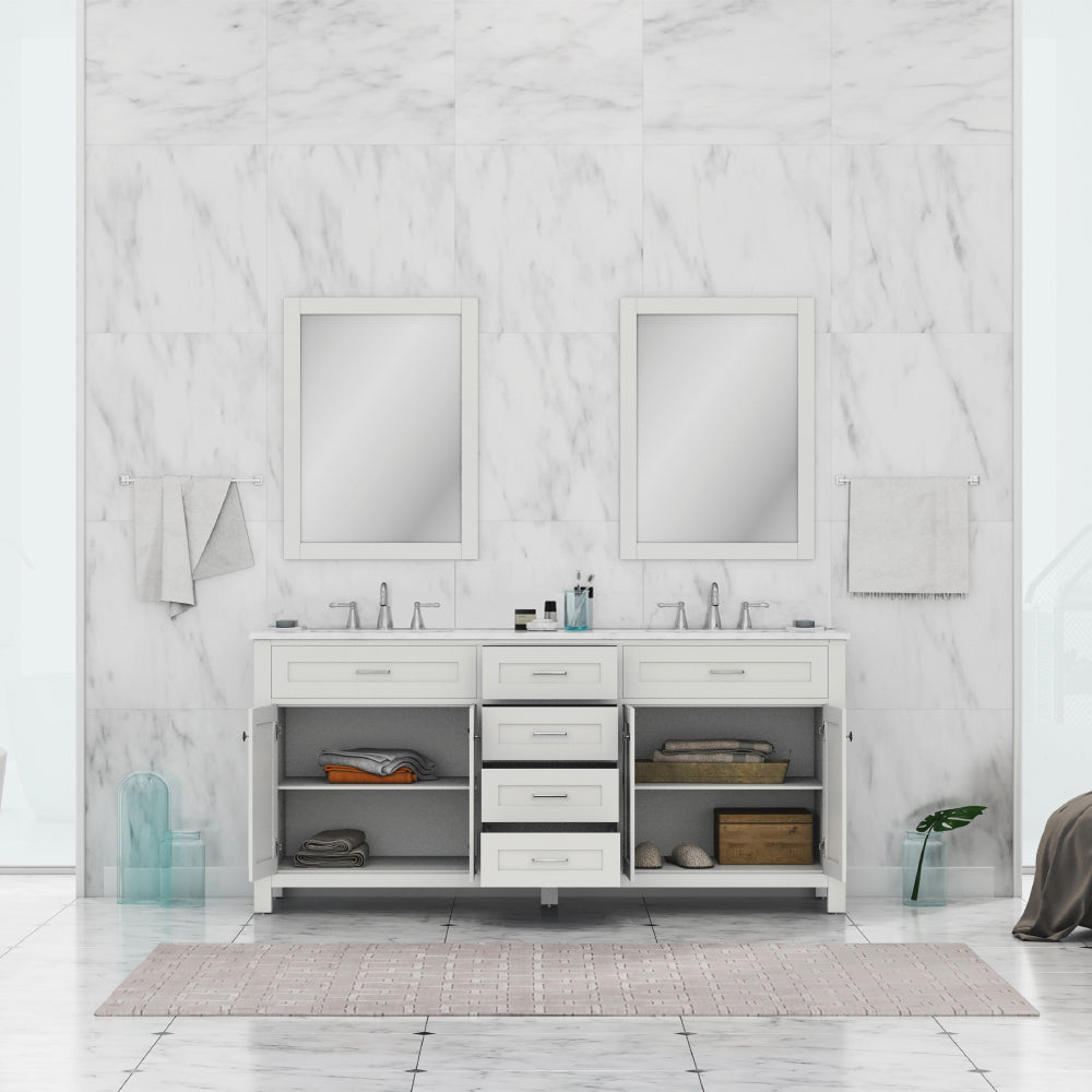 Norwalk 72 inch Double Vanity with Carrara Marble Top