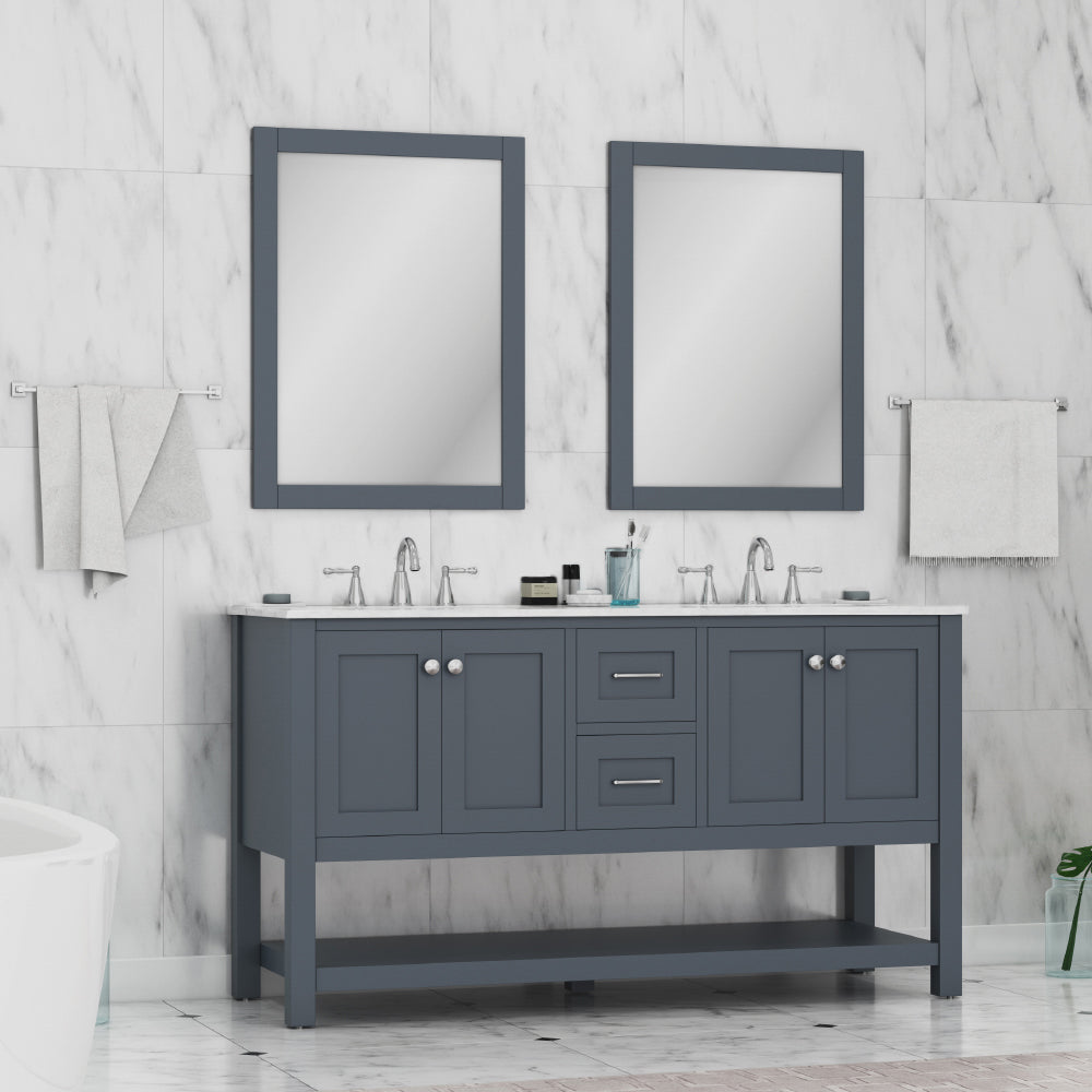 Wilmington 60 inch Double Vanity with Carrara Marble Top