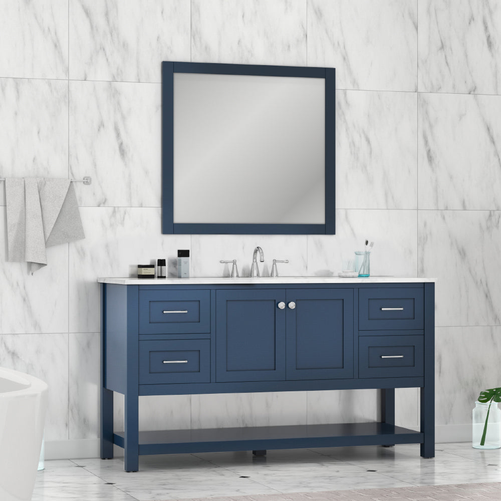Wilmington 60 inch Single Vanity with Carrara Marble Top
