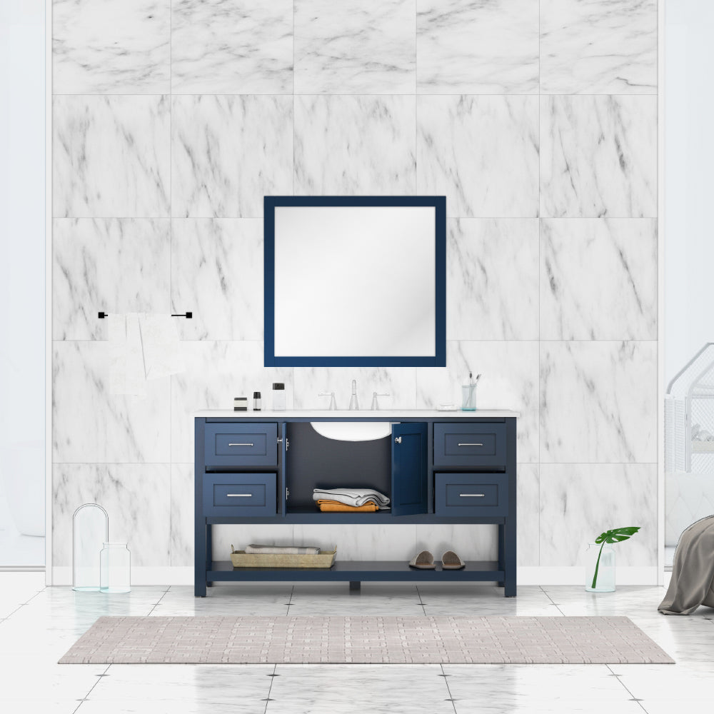 Wilmington 60 inch Single Vanity with Carrara Marble Top
