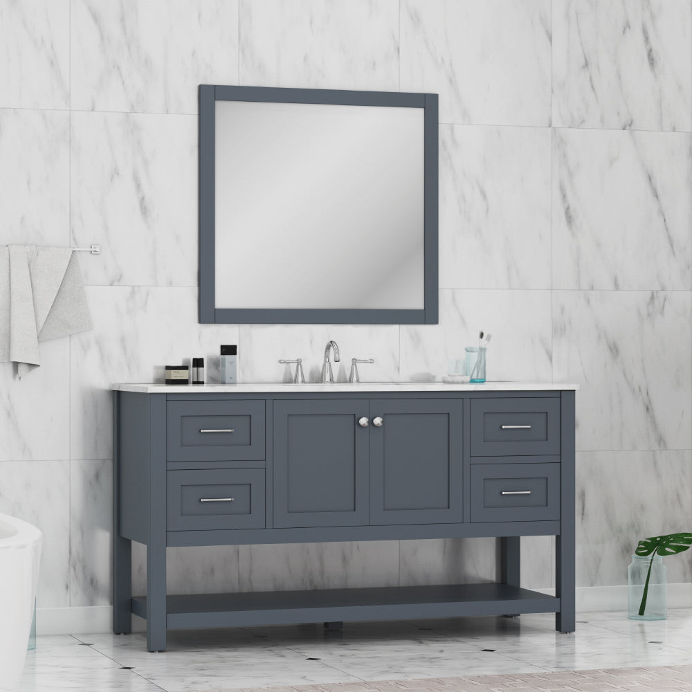 Wilmington 60 inch Single Vanity with Carrara Marble Top