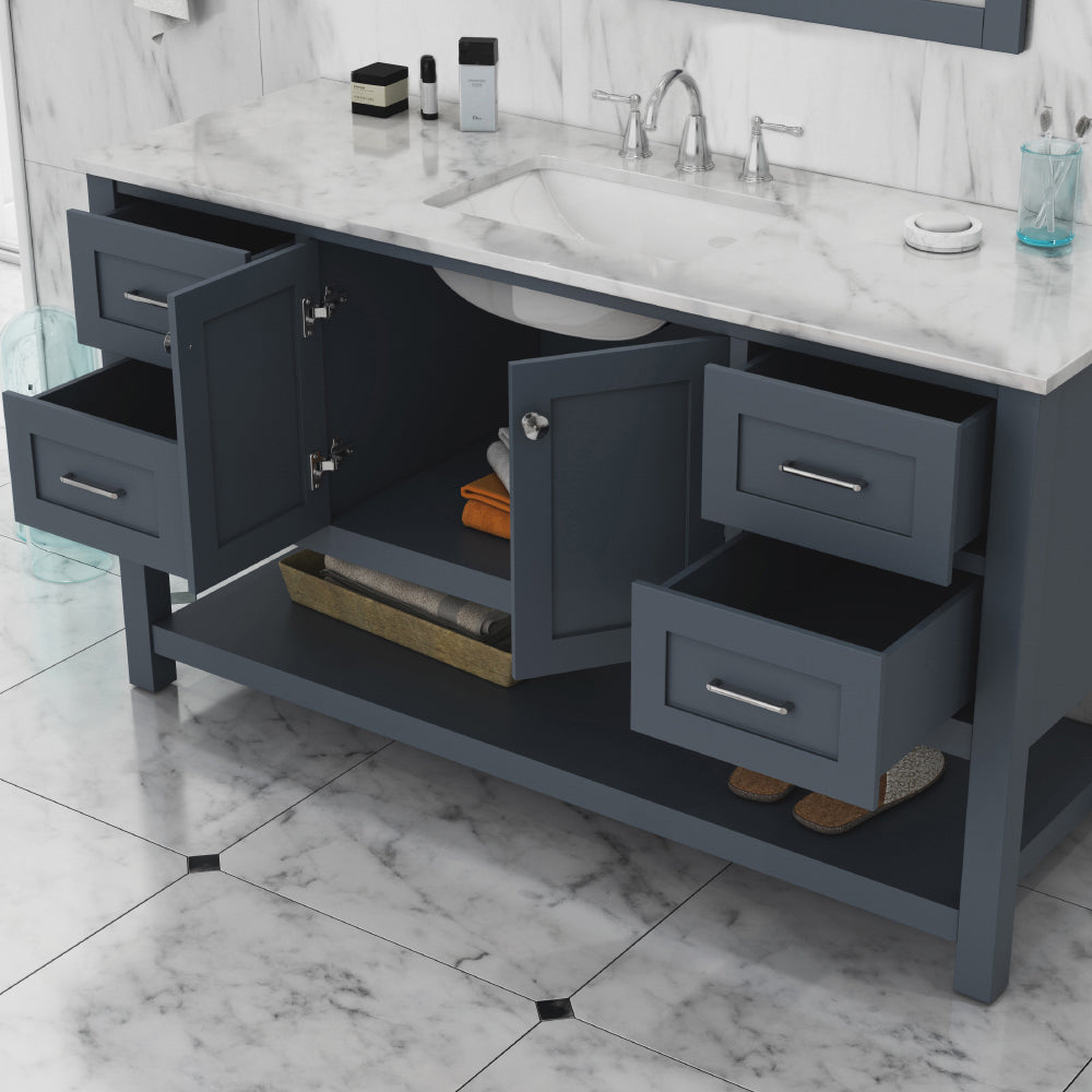 Wilmington 60 inch Single Vanity with Carrara Marble Top