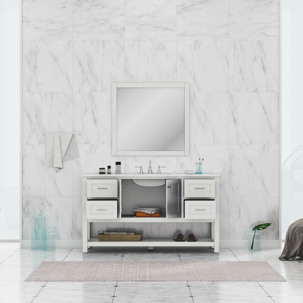 Wilmington 60 inch Single Vanity with Carrara Marble Top