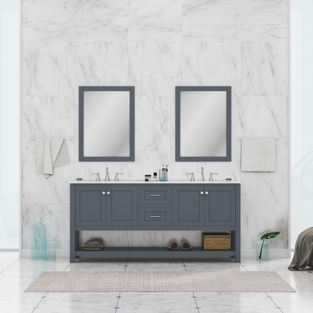 Wilmington 72 inch Double Vanity with Carrara Marble Top