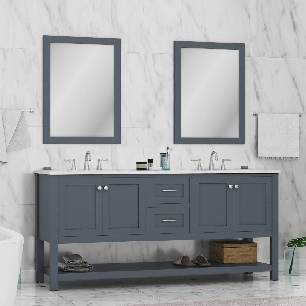 Wilmington 72 inch Double Vanity with Carrara Marble Top