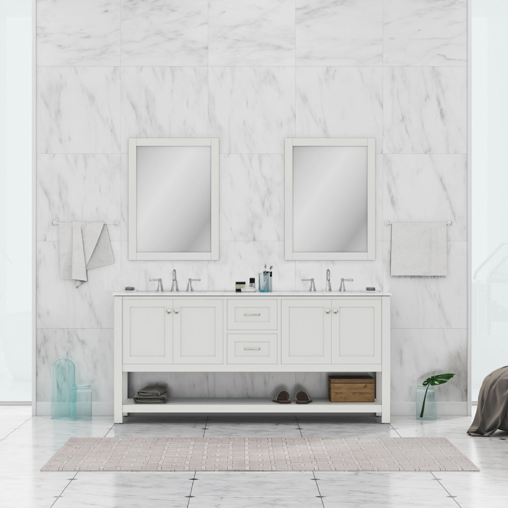 Wilmington 72 inch Double Vanity with Carrara Marble Top