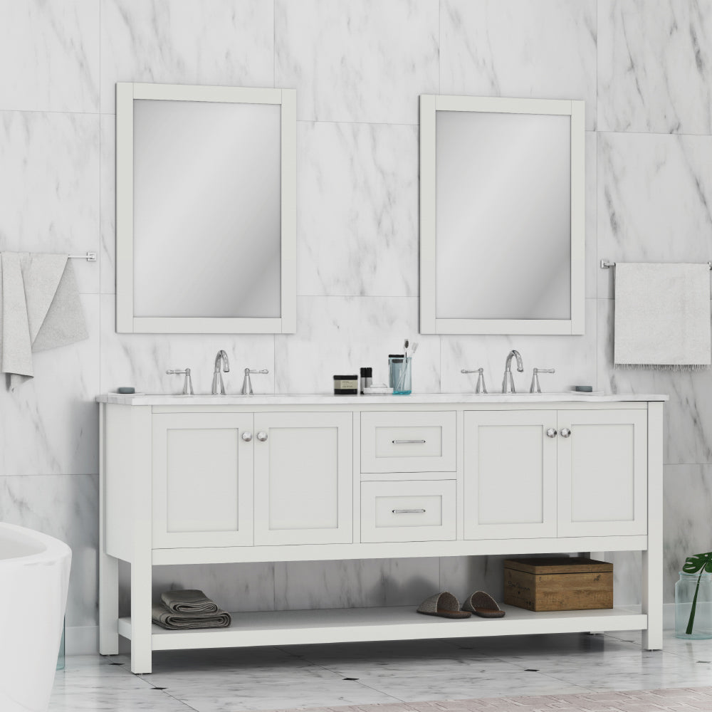 Wilmington 72 inch Double Vanity with Carrara Marble Top