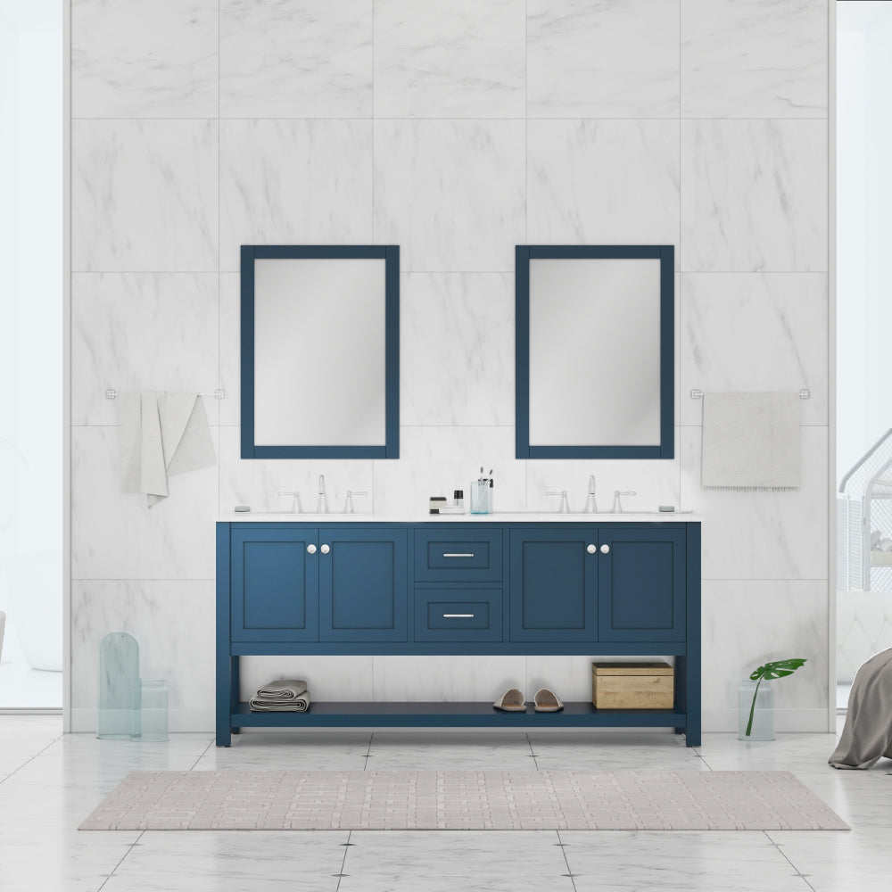 Wilmington 72 inch Double Vanity with Carrara Marble Top